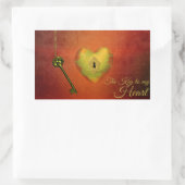Golden Heart met Key Rechthoekige Sticker (Tas)