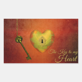 Golden Heart met Key Rechthoekige Sticker