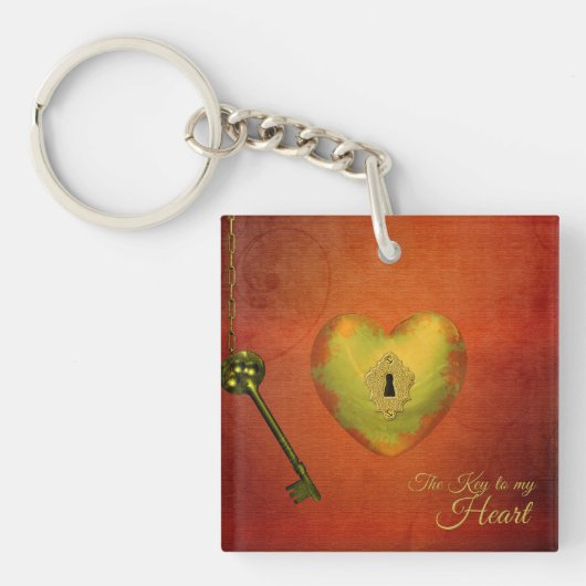 Golden Heart met Key Sleutelhanger (Voorkant)