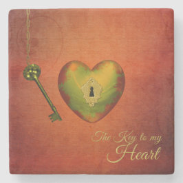 Golden Heart met Key Stenen Onderzetter
