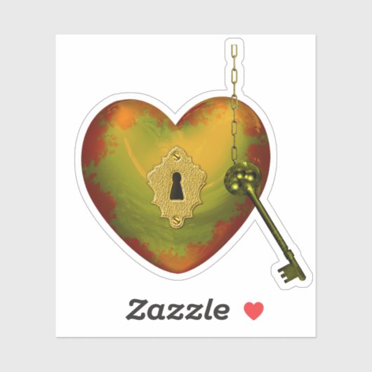 Golden Heart met Key Sticker (Vel)
