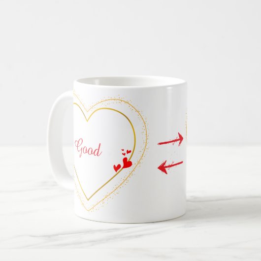 Golden Heart Minimalist Custom Coffee Mug Koffiemok (Voorkant links)
