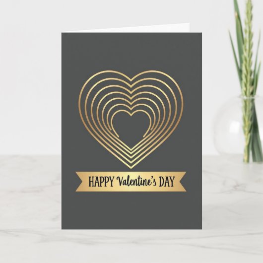 Golden Heart Pattern Valentine Card Kaart (Voorkant)