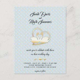 Golden Heart Swans, Gentle Love Wedding Kaart