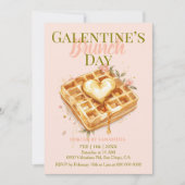 Golden Heart Waffle Galentine Brunch Pastel Floral Kaart (Voorkant)
