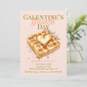 Golden Heart Waffle Galentine Brunch Pastel Floral Kaart (Staand voorkant)