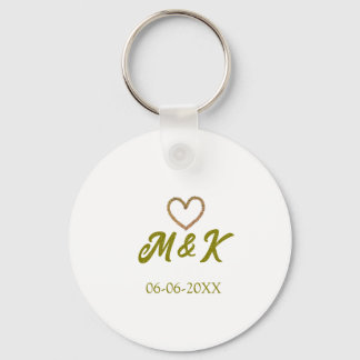 Golden heart wedding couple name letter modern  sleutelhanger