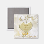 Golden Heart Wedding Favor Magnet (Voorkant / Achterkant)