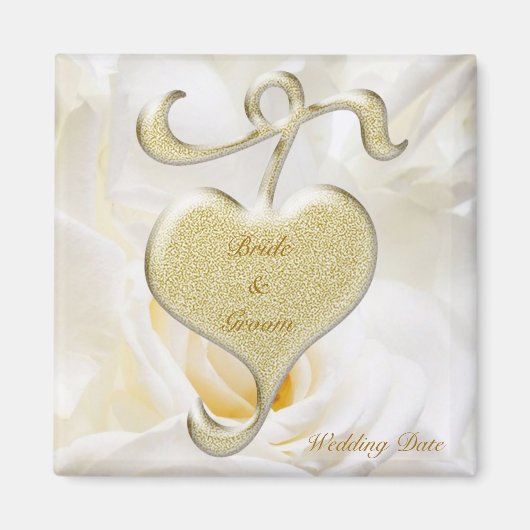 Golden Heart Wedding Favor Magnet (Voorkant)