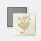 Golden Heart Wedding Favor Magnet (Voorkant / Achterkant)
