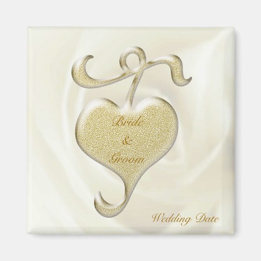 Golden Heart Wedding Favor Magnet (Voorkant)