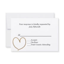 Golden Heart Wedding RSVP Kaart