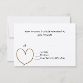 Golden Heart Wedding RSVP Kaart