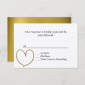 Golden Heart Wedding RSVP Kaart (Voorkant / Achterkant)