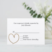 Golden Heart Wedding RSVP Kaart (Staand voorkant)