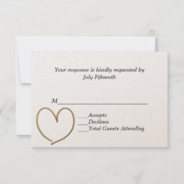Golden Heart Wedding RSVP Kaart
