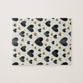 Golden Heartbeat | Black & Gold Watercolor Pattern Legpuzzel (Horizontaal)