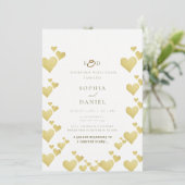 Golden Heartbeat Wedding Invitation Kaart (Staand voorkant)