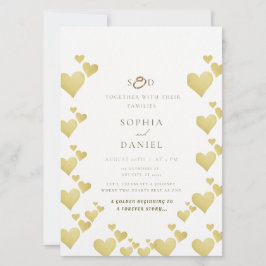 Golden Heartbeat Wedding Invitation Kaart