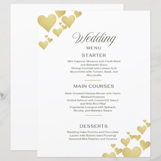Golden Heartbeat Wedding Menu (Voorkant / Achterkant)