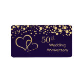 Golden hearts 50th Bruiloft Jubileum label (Voorkant)