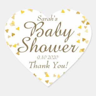 Golden Hearts Baby shower / Sprinkle Favor Hart Sticker
