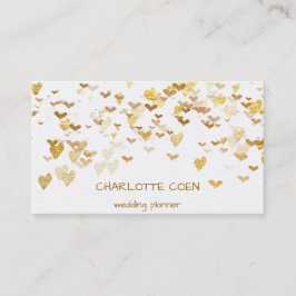 Golden Hearts Confetti White Delicate Glam Visitekaartje