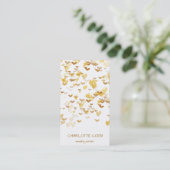 Golden Hearts Confetti White Delicate Glam Visitekaartje (Staand voorkant)
