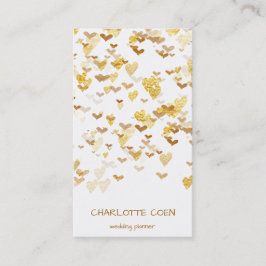 Golden Hearts Confetti White Delicate Glam Visitekaartje