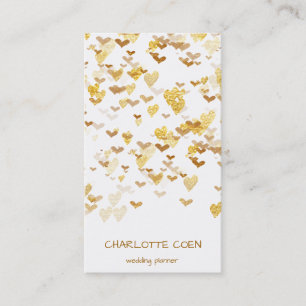 Golden Hearts Confetti White Delicate Glam Visitekaartje