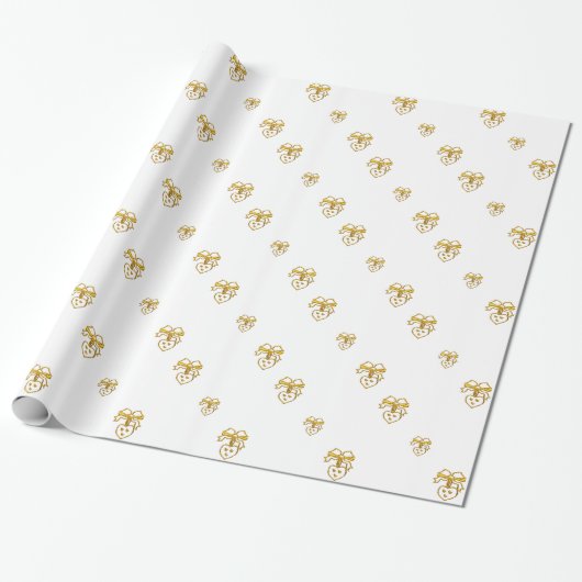 Golden Hearts en Bows Gift Wrap Cadeaupapier (Uitgerold)