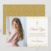 Golden Hearts First Heilige Communfoto Bedankkaart (Voorkant / Achterkant)