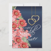 Golden Hearts met Coral & Navy Blue - Uitnodiging (Voorkant)