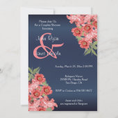 Golden Hearts met Coral & Navy Blue - Uitnodiging (Achterkant)