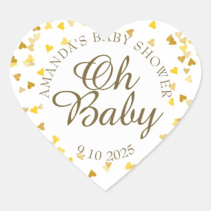 Golden Hearts Oh Baby shower Favor Hart Sticker