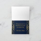 Golden Hearts op Blue 50th Wedding Jubileum Bedankkaart (Binnen)