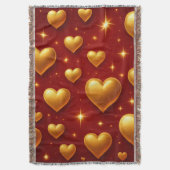Golden Hearts op rood met sterren Deken (Voorkant Verticaal)