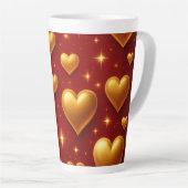 Golden Hearts op rood met sterren Latte Mok (Rechterhoek)