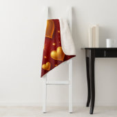 Golden Hearts op rood met sterren Sherpa Deken (In situ)