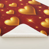 Golden Hearts op rood met sterren Sherpa Deken (3/4)