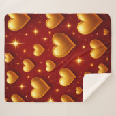 Golden Hearts op rood met sterren Sherpa Deken (Voorkant (horizontaal))