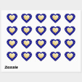 Golden Hearts Pattern on Royal Blue Hart Sticker (Vel)