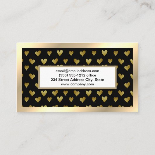 Golden Hearts Pattern Visitekaartje (Achterkant)