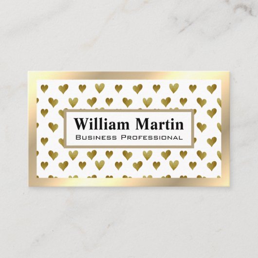 Golden Hearts Pattern Visitekaartje (Voorkant)