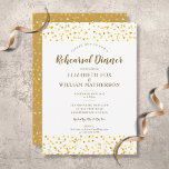 Golden Hearts Rehearsal Dinner Kaart<br><div class="desc">Met delicate gouden harten. Personaliseer met uw repetitie diner informatie in chique gouden belettering. Ontworpen door Thisnotme©</div>