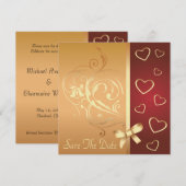 Golden Hearts Save the Date Notice Kaart (Voorkant / Achterkant)