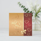 Golden Hearts Save the Date Notice Kaart (Staand voorkant)
