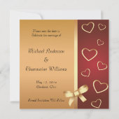 Golden Hearts Save the Date Notice Kaart (Achterkant)