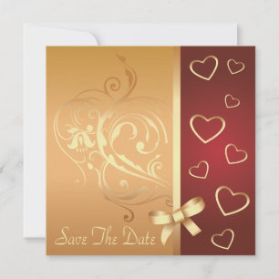 Golden Hearts Save the Date Notice Kaart