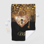 Golden Hearts sleutel voor golfer op de Valentijns Golfhanddoek (Insitu)